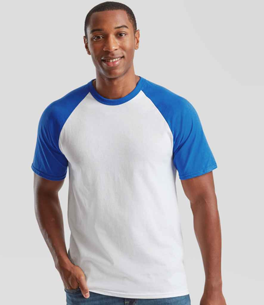 Fruit of the Loom Contrast Baseball T-Shirt | White/Royal Blue