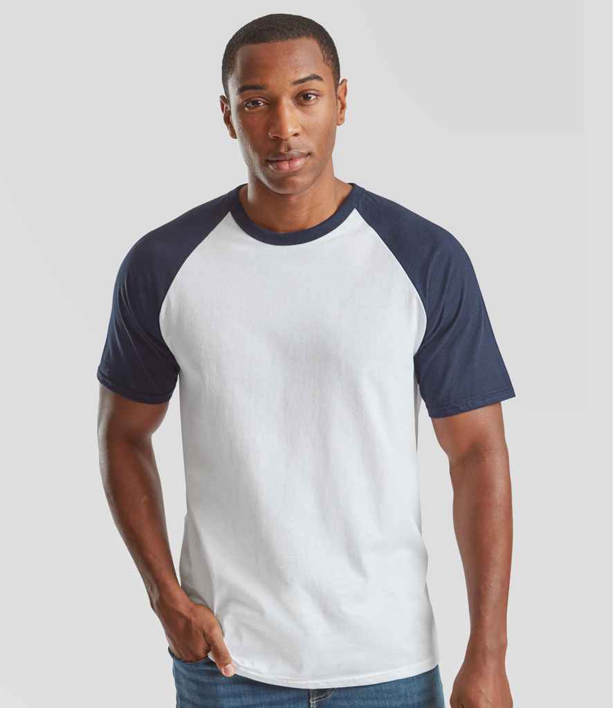 Fruit of the Loom Contrast Baseball T-Shirt | White/Deep Navy