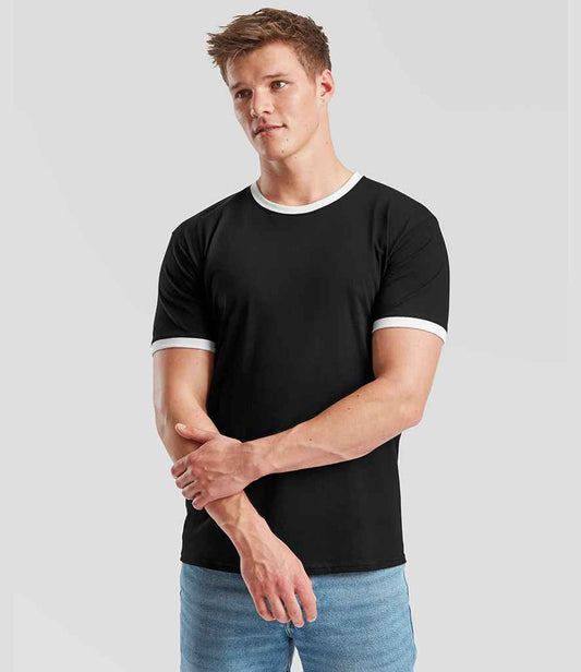 Fruit of the Loom Contrast Ringer T-Shirt | Black/White