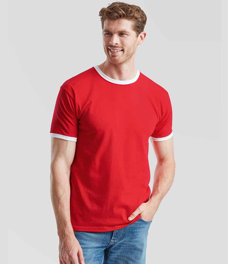 Fruit of the Loom Contrast Ringer T-Shirt | Red/White