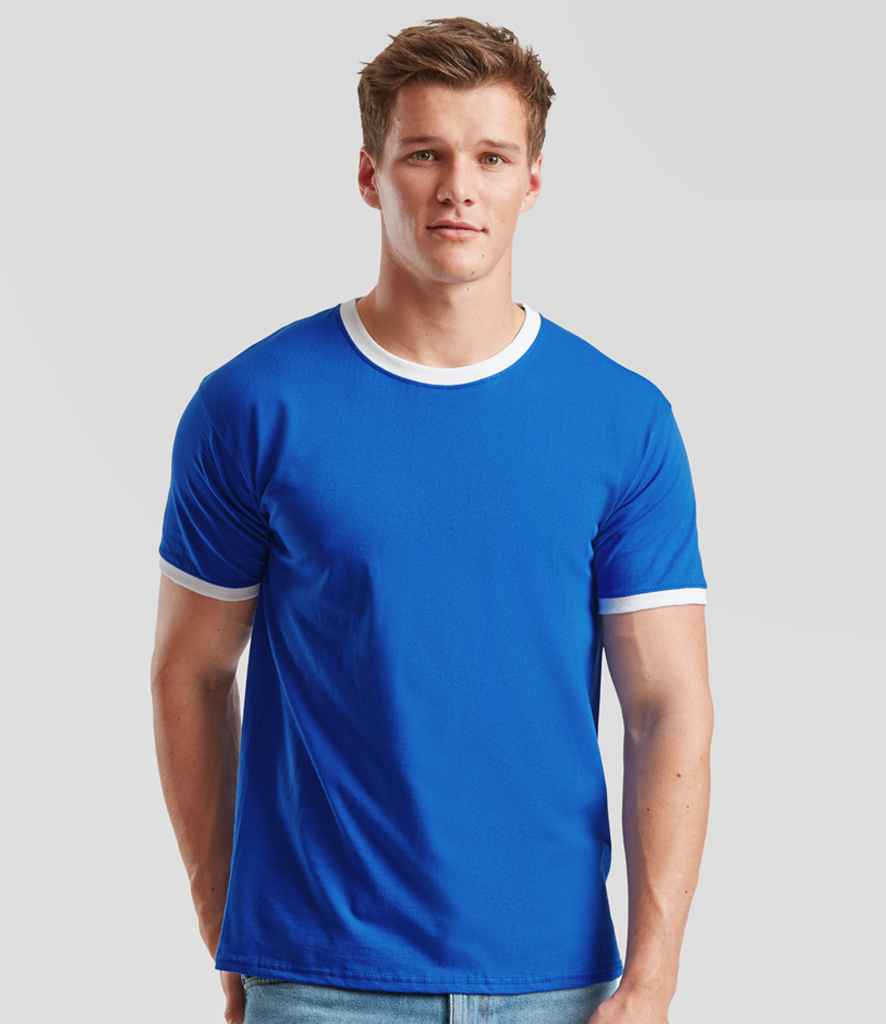 Fruit of the Loom Contrast Ringer T-Shirt | Royal Blue/White