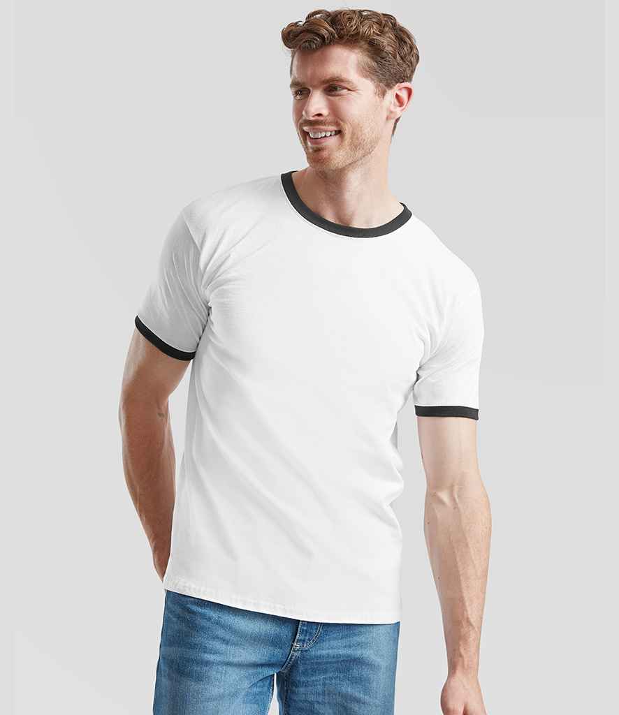 Fruit of the Loom Contrast Ringer T-Shirt | White/Black