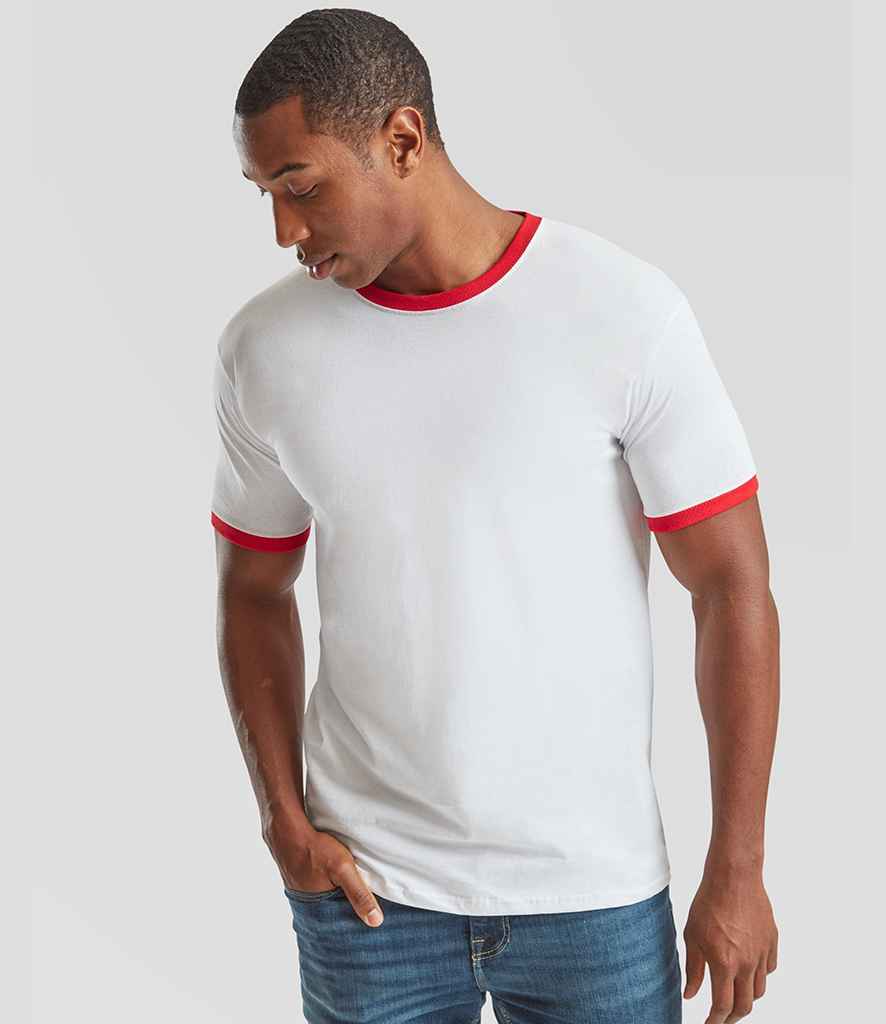 Fruit of the Loom Contrast Ringer T-Shirt | White/Red
