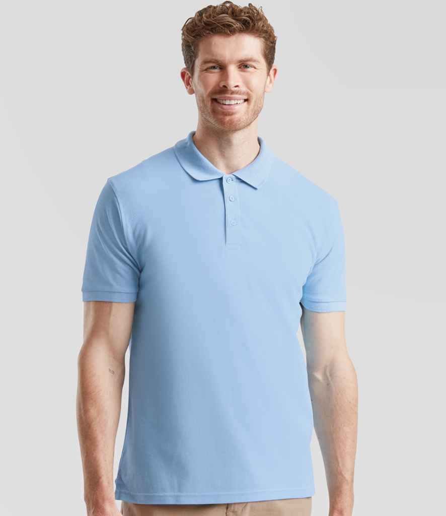 Fruit of the Loom Premium Cotton Piqué Polo Shirt | Sky Blue