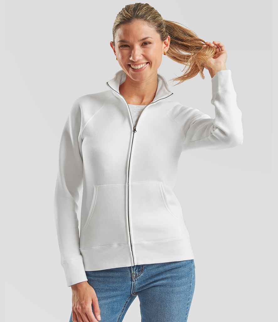 Fruit of the Loom Premium Lady Fit Sweat Jacket | White
