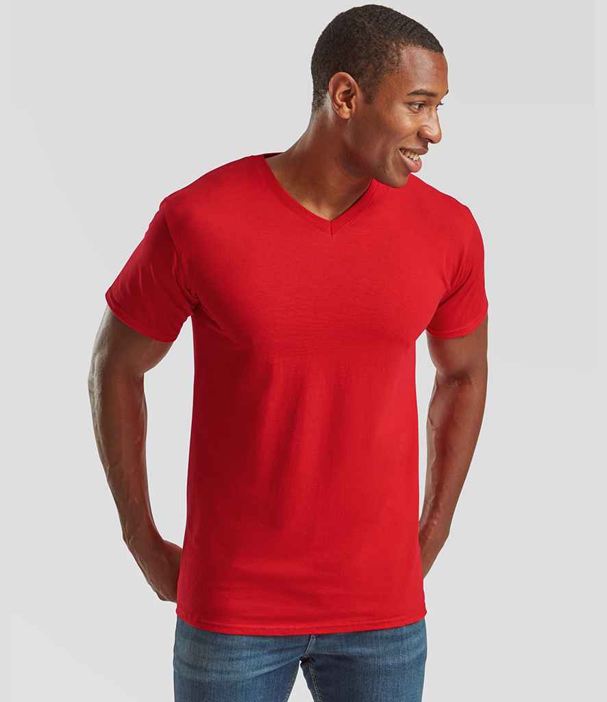 Fruit of the Loom V Neck Value T-Shirt | Red