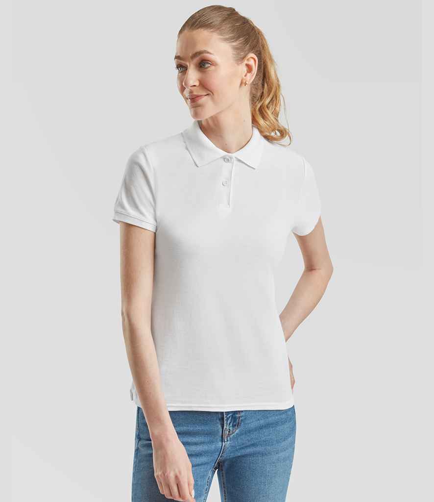 Fruit of the Loom Lady Fit Piqué Polo Shirt | White