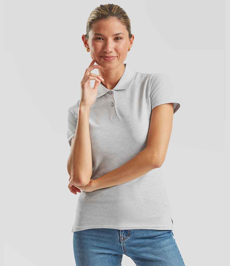Fruit of the Loom Lady-Fit Premium Cotton Piqué Polo Shirt | Heather Grey