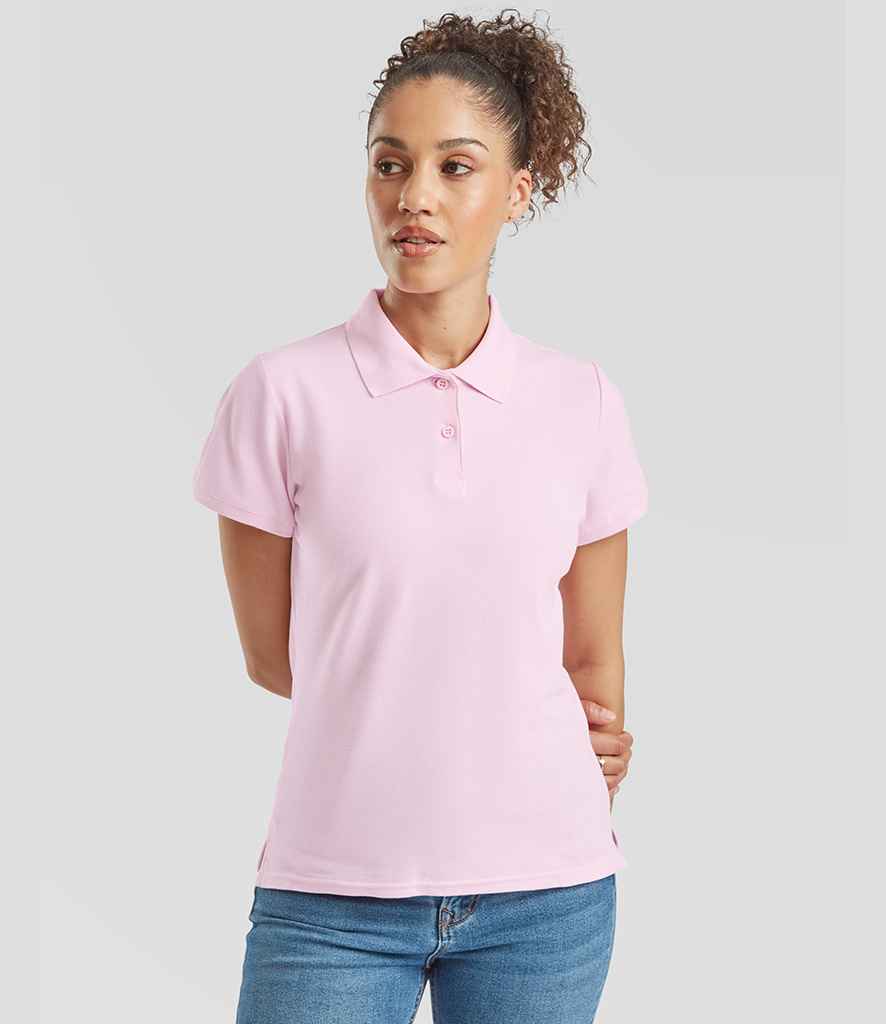 Fruit of the Loom Lady-Fit Premium Cotton Piqué Polo Shirt | Light Pink