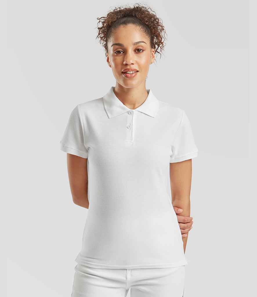 Fruit of the Loom Lady-Fit Premium Cotton Piqué Polo Shirt | White