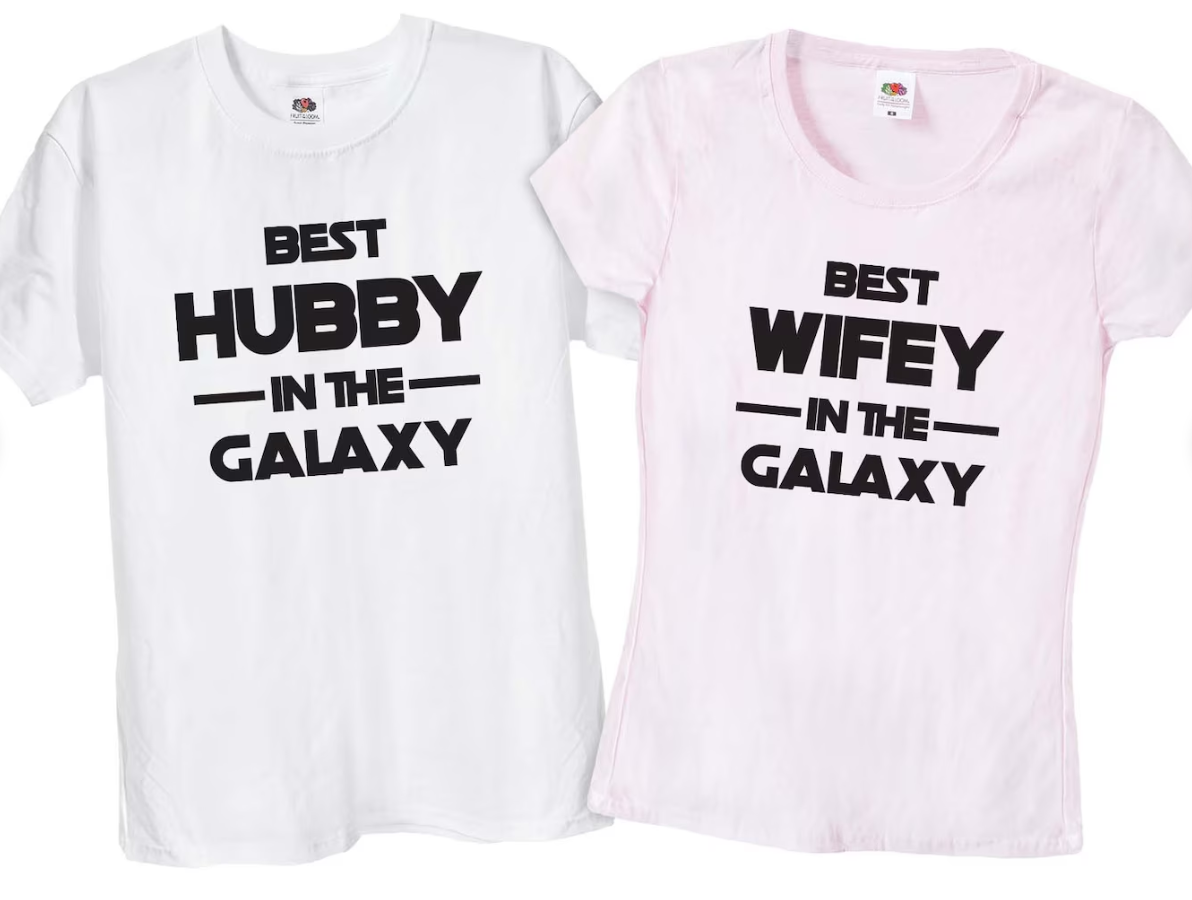 'Best Hubby Wifey in the Galaxy' Matching Couples T-Shirts - 242