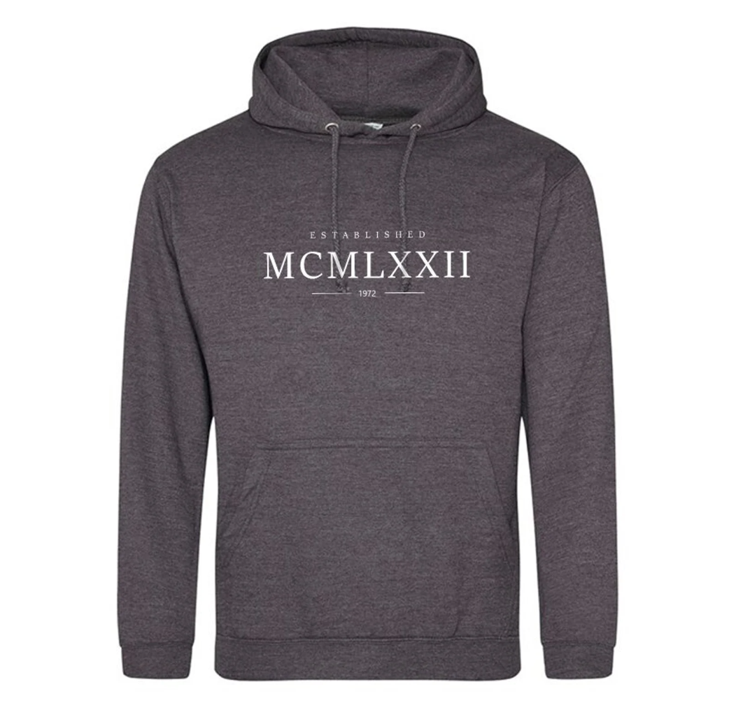 Custom 'Established in' Roman Numerals Gift Cotton Hoodie, 881