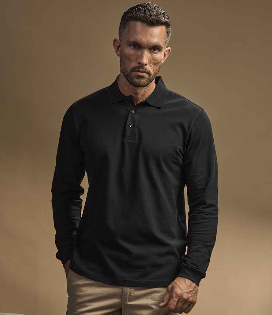 Tee Jays Luxury Stretch Long Sleeve Polo Shirt | Black