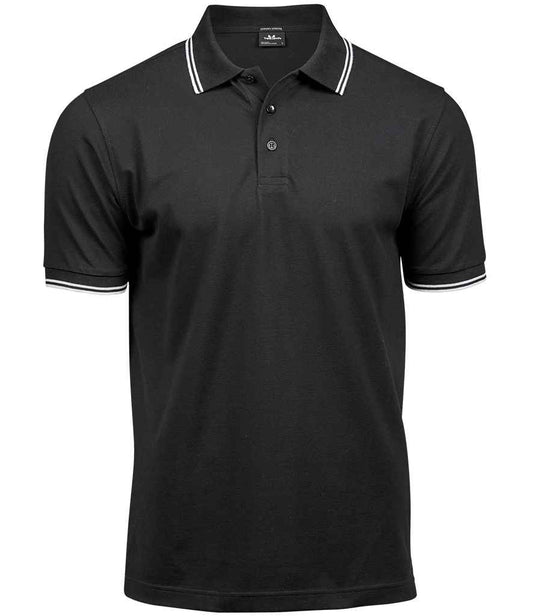 Tee Jays Luxury Stretch Tipped Polo Shirt | Black/White