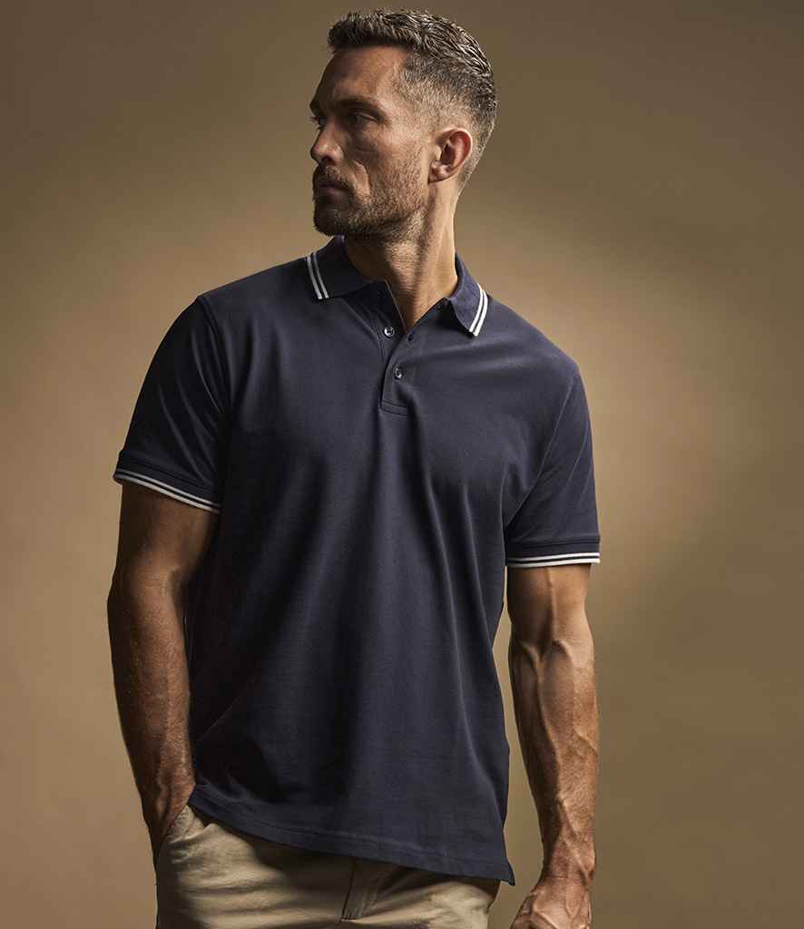 Tee Jays Luxury Stretch Tipped Polo Shirt | Navy/White