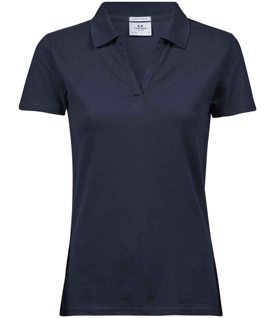 Tee Jays Ladies Luxury Stretch V Neck Polo Shirt | Navy