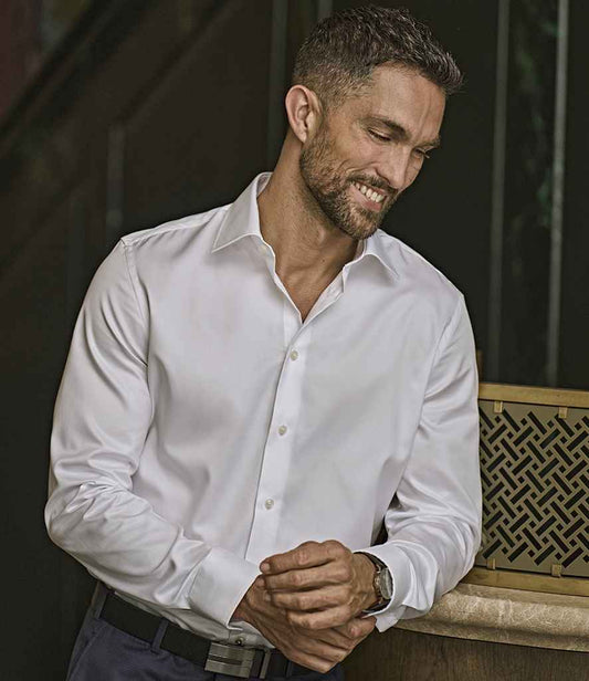 Tee Jays Luxury Slim Fit Long Sleeve Oxford Shirt | White