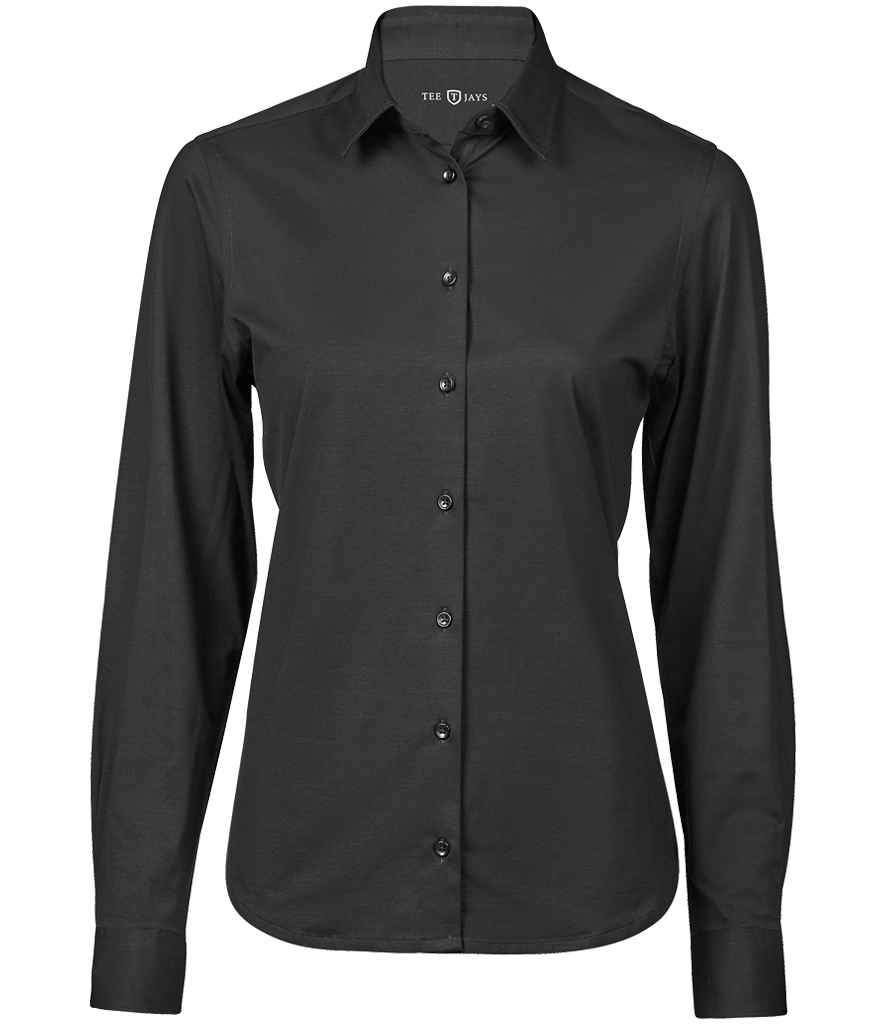 Tee Jays Ladies Active Long Sleeve Stretch Shirt | Black