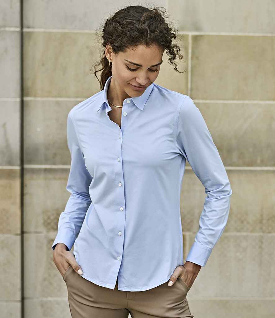 Tee Jays Ladies Active Long Sleeve Stretch Shirt | Light Blue