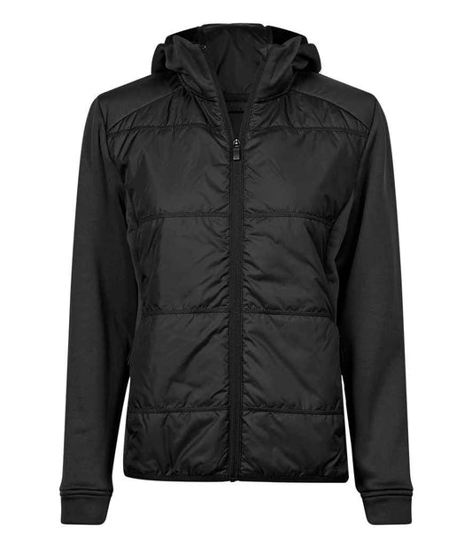 Tee Jays Ladies Hybrid-Stretch Hooded Jacket | Black/Black