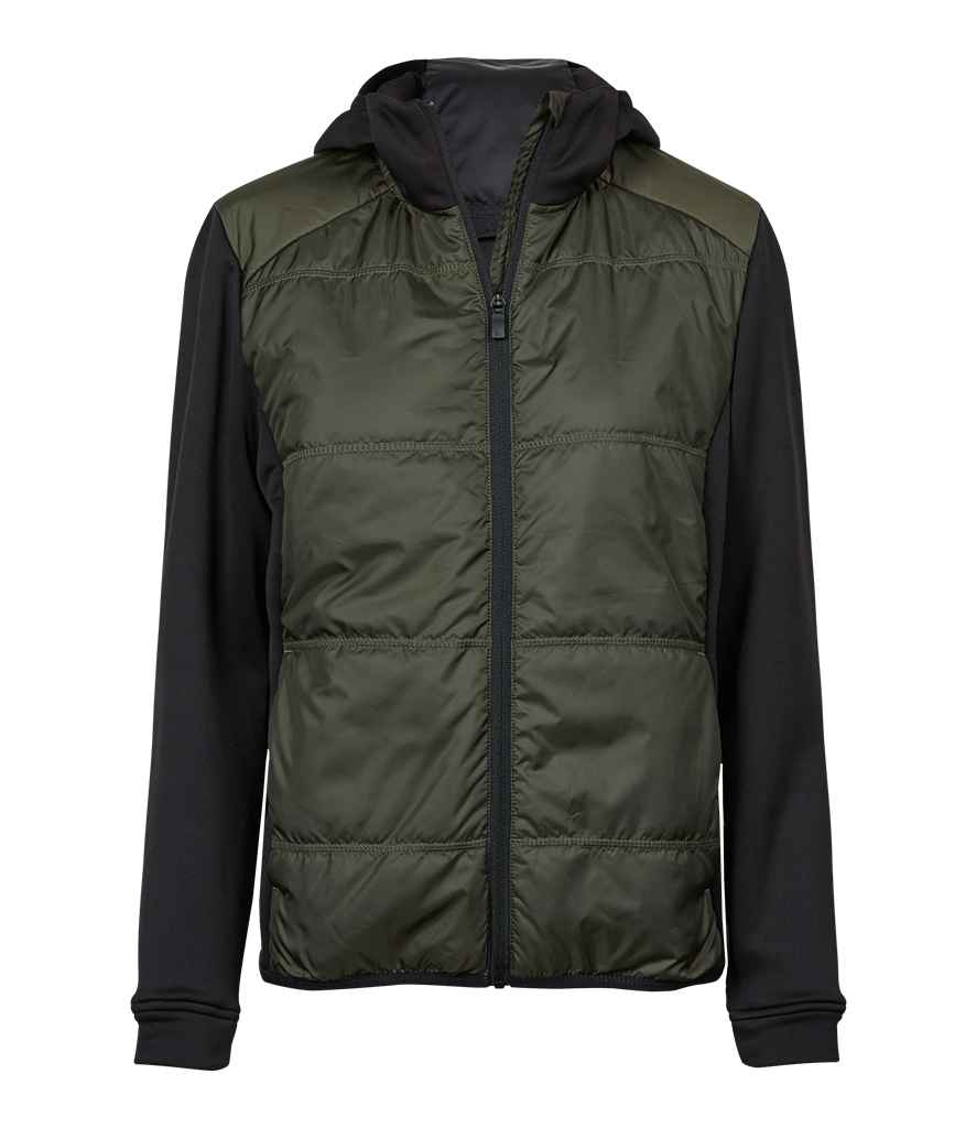 Tee Jays Ladies Hybrid-Stretch Hooded Jacket | Deep Green/Black