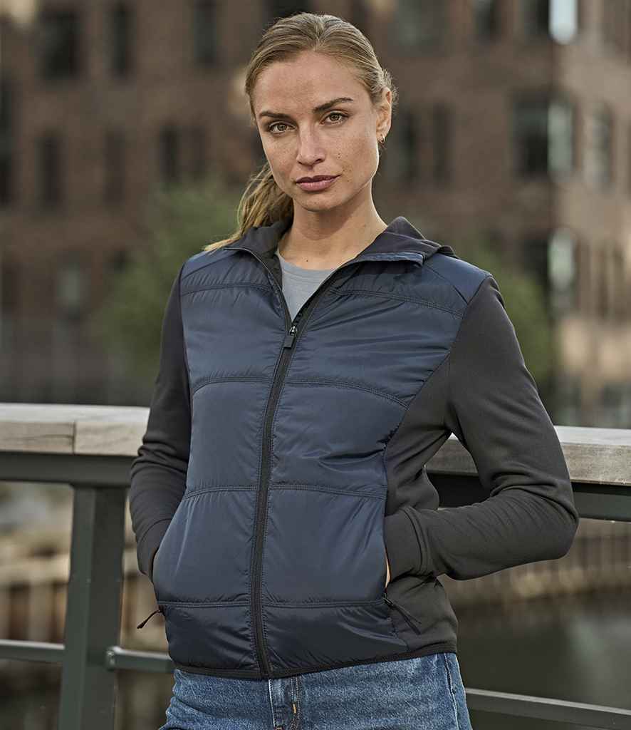 Tee Jays Ladies Hybrid-Stretch Hooded Jacket | Navy/Navy