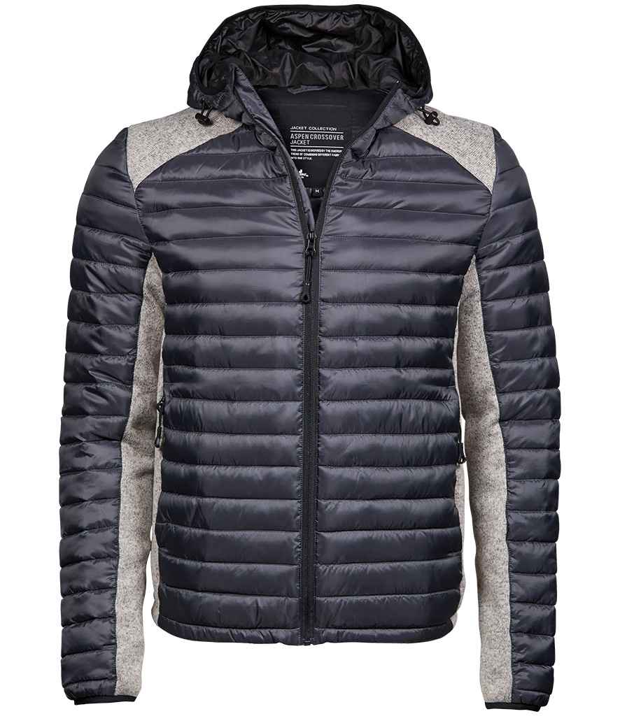 Tee Jays Crossover Hooded Padded Outdoor Jacket | Space Grey/Grey Melange