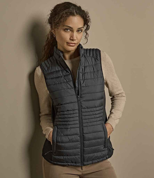 Tee Jays Ladies Crossover Padded Bodywarmer | Black/Black