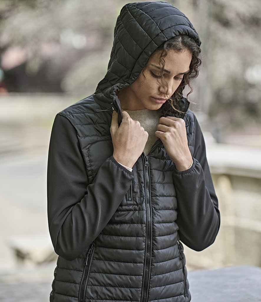 Tee Jays Ladies Crossover Hooded Jacket | Black/Black