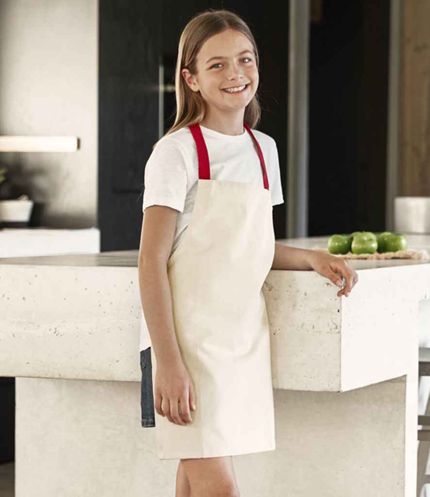 Westford Mill Fairtrade Kids Craft Apron | Natural/Classic Red