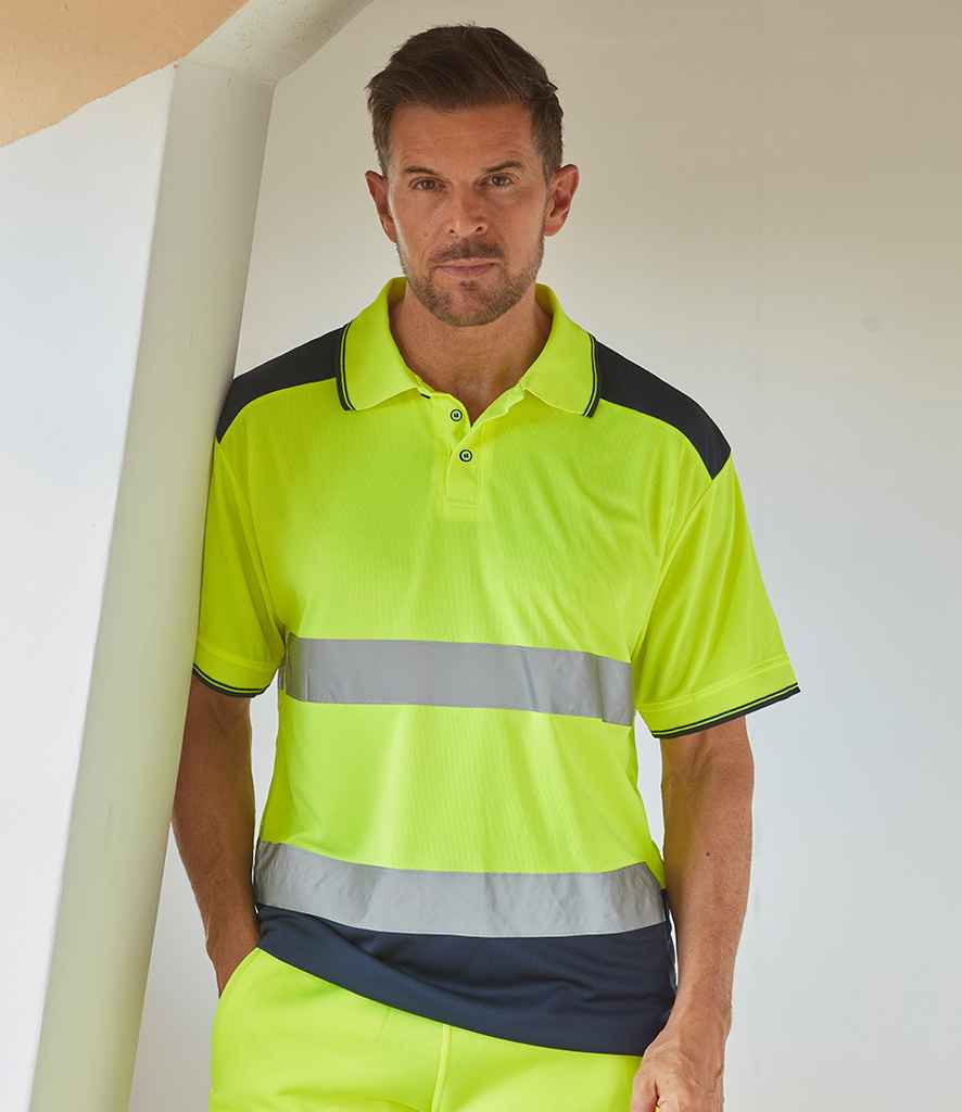 Yoko Two Tone Short Sleeve Polo Shirt | Yellow/Navy