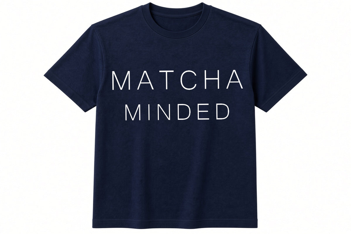 Matcha Minded funny coffee design on navy t-shirt