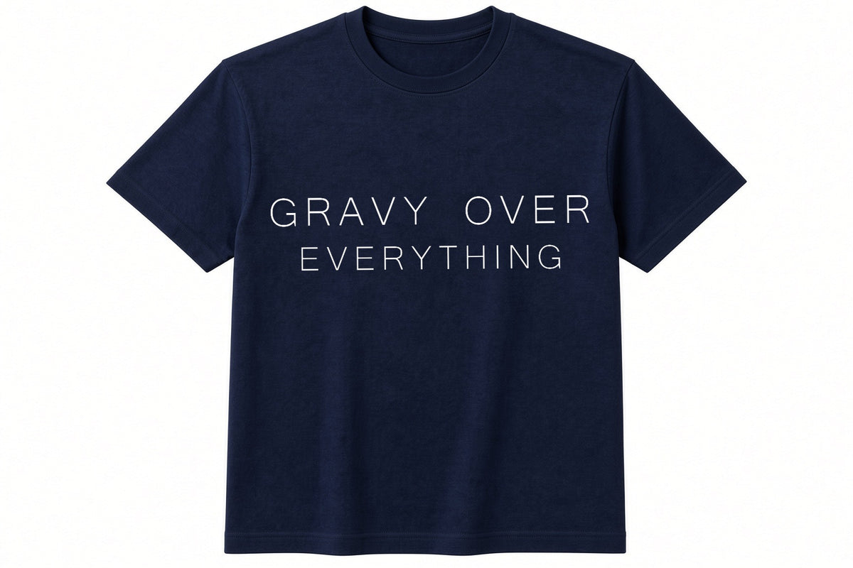Gravy Over Everything funny Christmas design on navy t-shirt