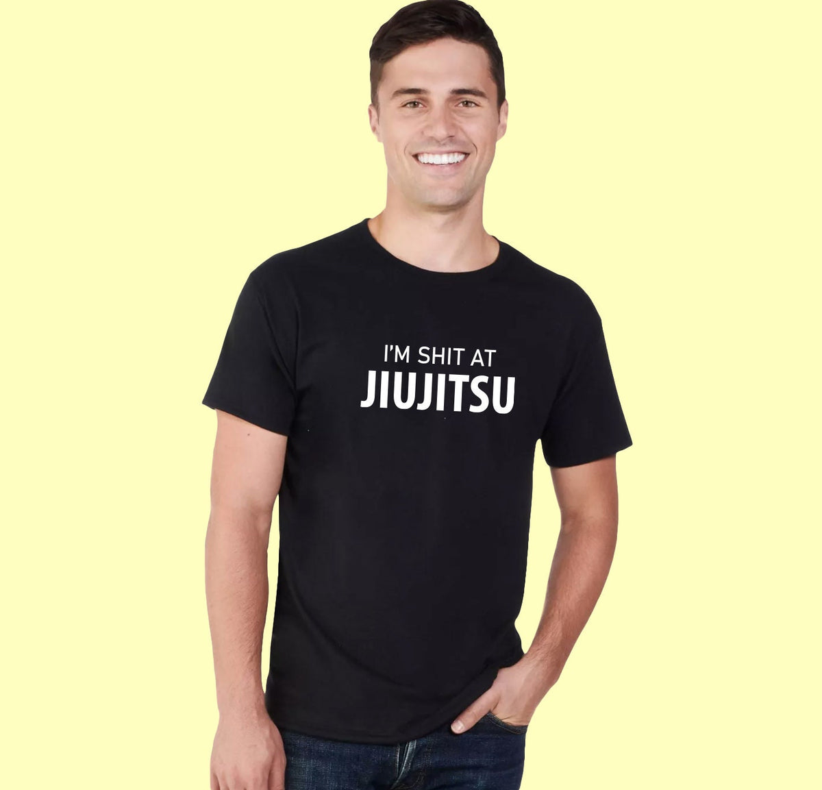 I'm Bad at Jiujitsu / BJJ Funny T-Shirt & Hoodie, 636 on white t-shirt