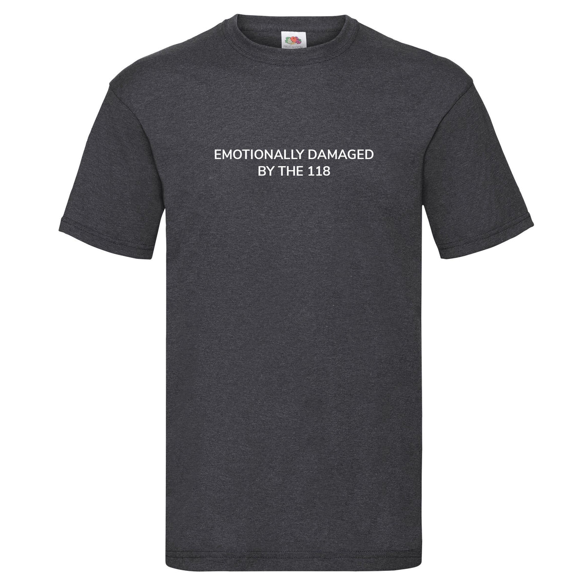 Emotionally Damaged by the 118 Funny T-Shirt & Hoodie, 227 on white t-shirt