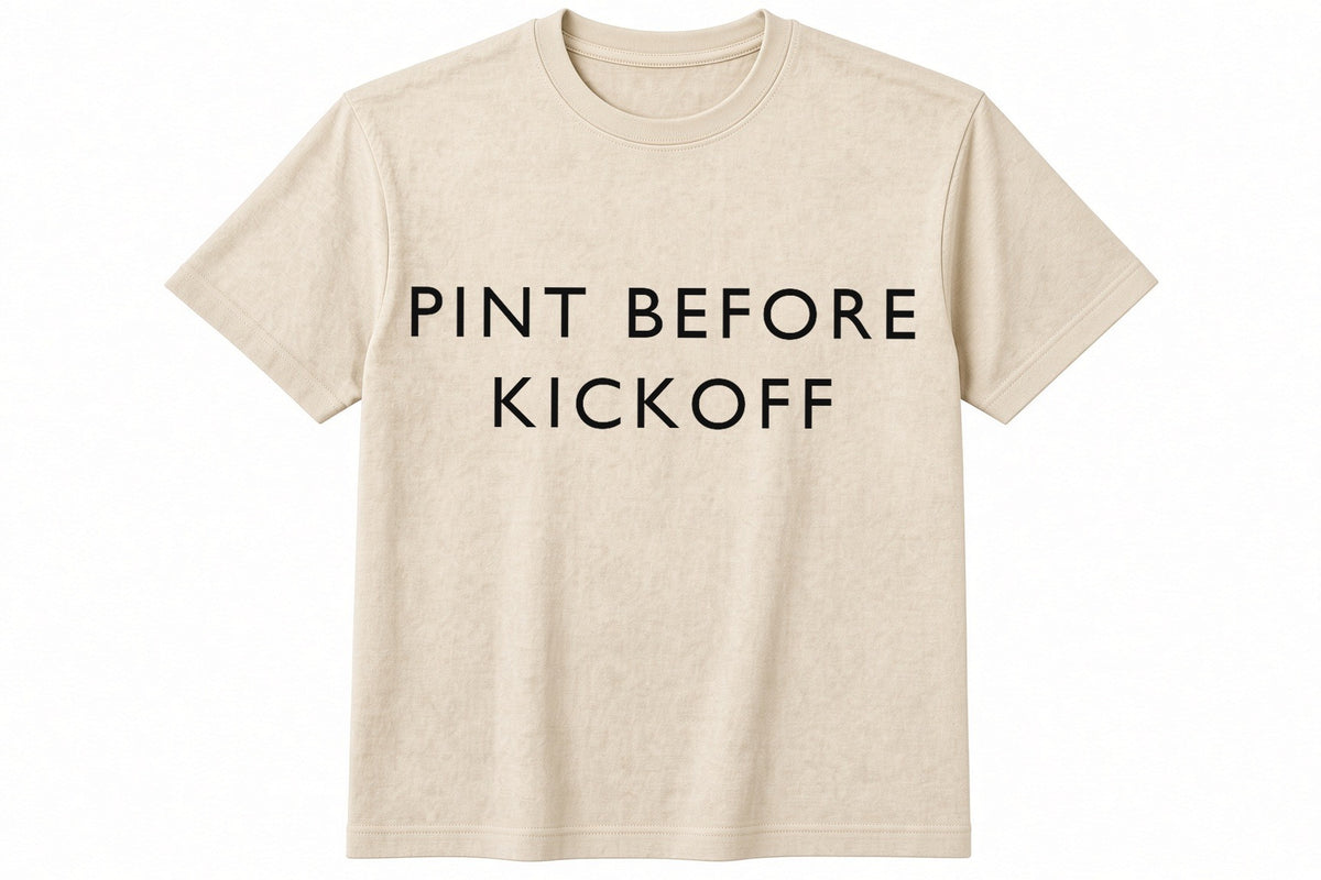 Pint Before Kickoff funny football design on natural t-shirt