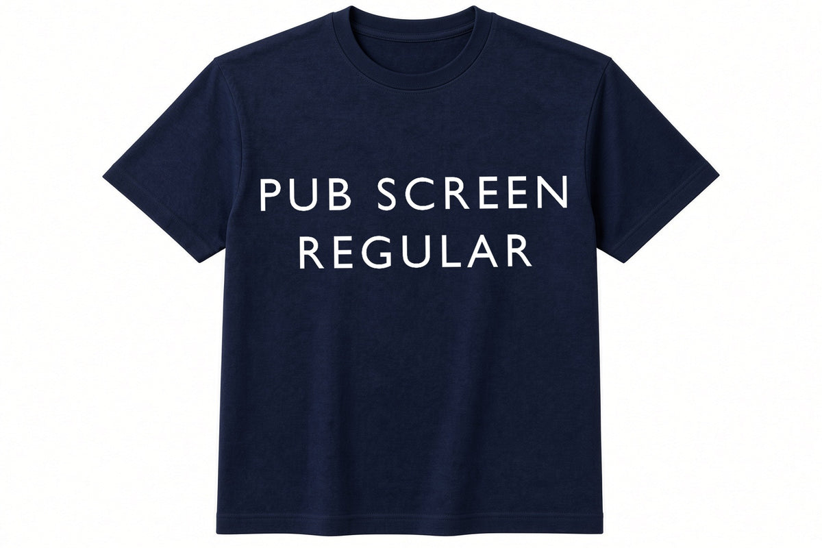 Pub Screen Regular funny football design on navy t-shirt