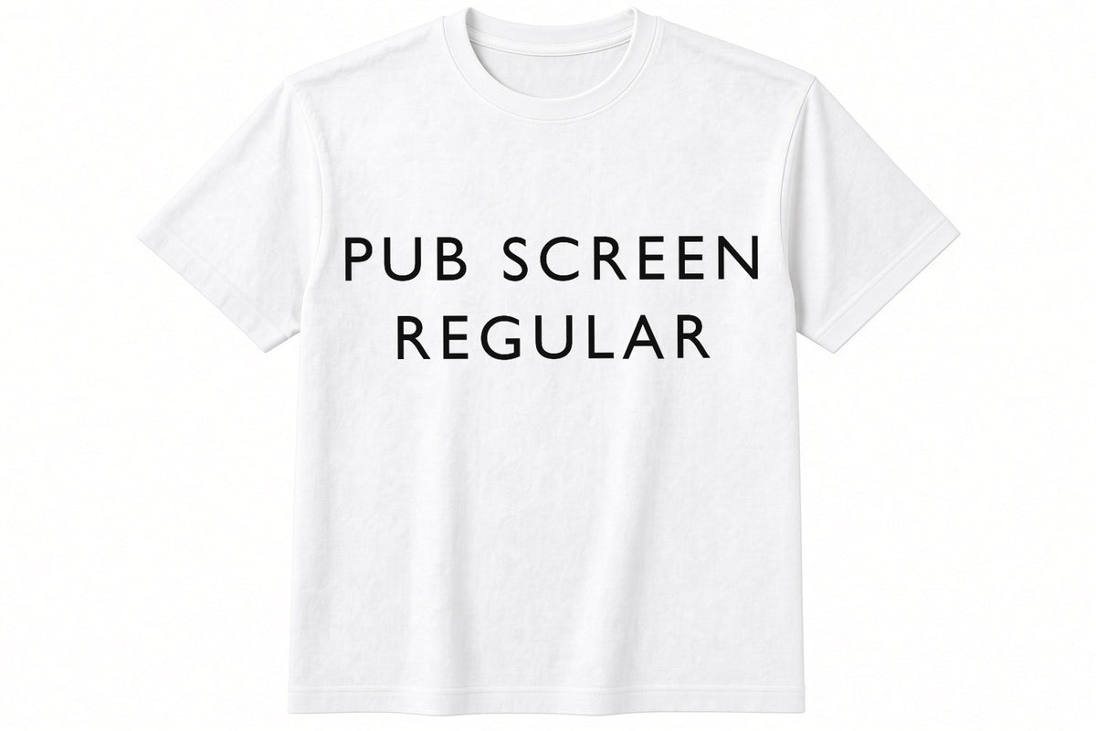 Pub Screen Regular funny football design on white t-shirt flat