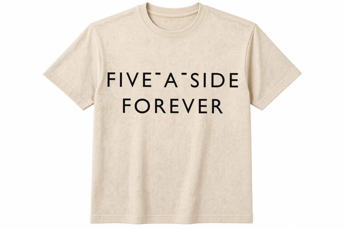 Five-A-Side Forever funny football design on natural t-shirt