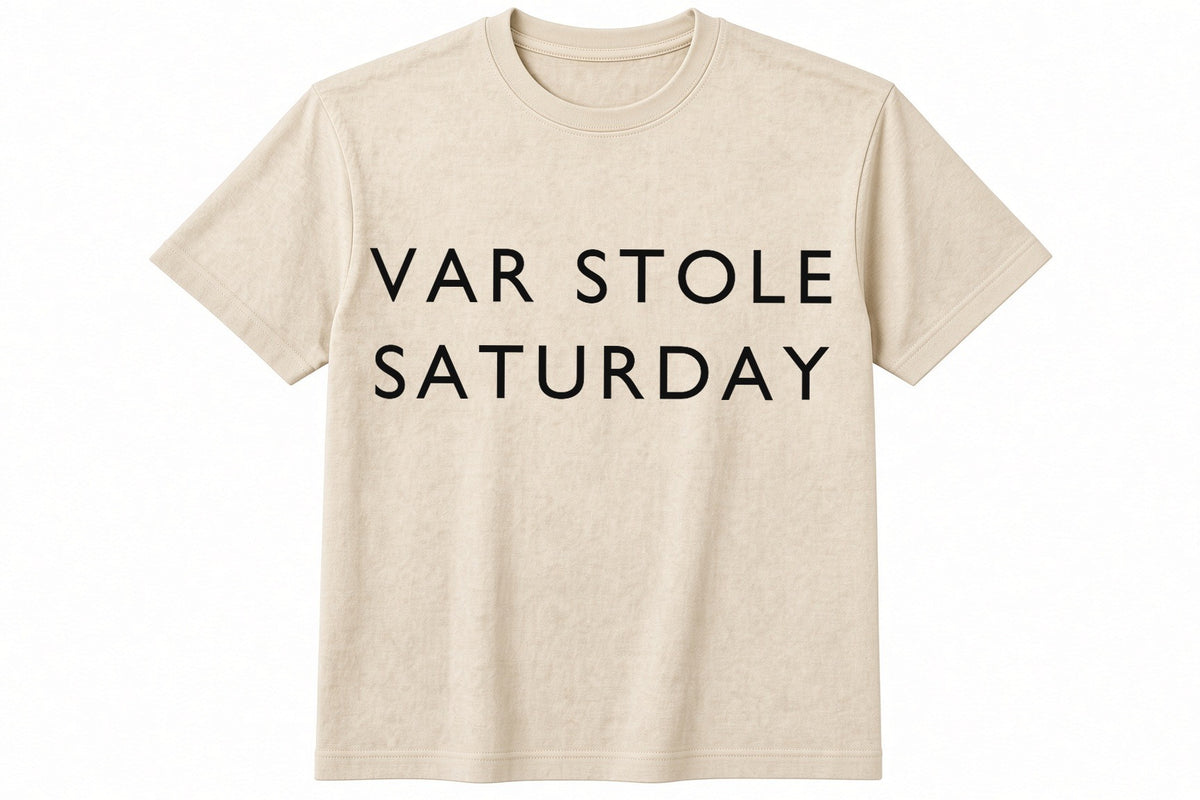 VAR Stole Saturday funny football design on natural t-shirt