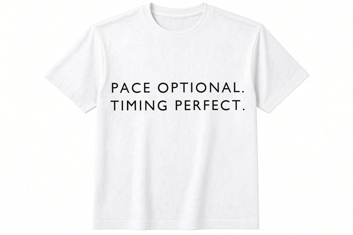 Pace Optional. Timing Perfect. funny football design on white t-shirt flat