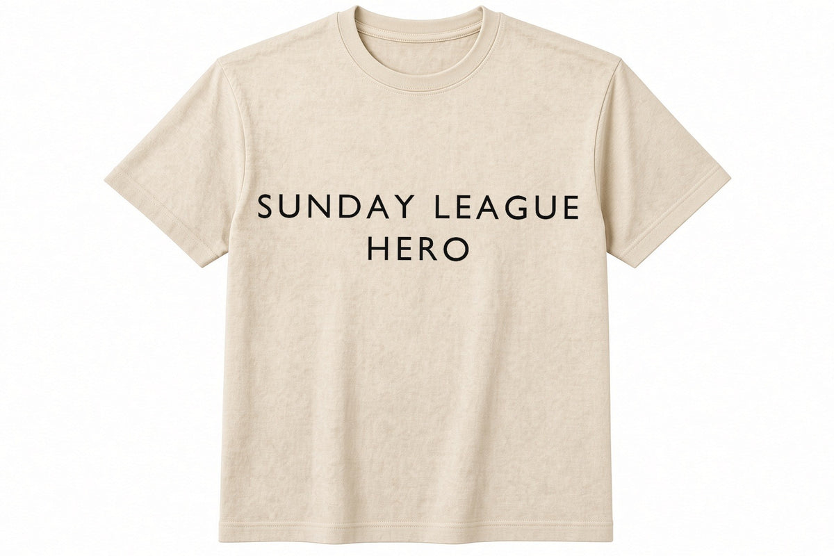 Sunday League Hero funny football design on natural t-shirt