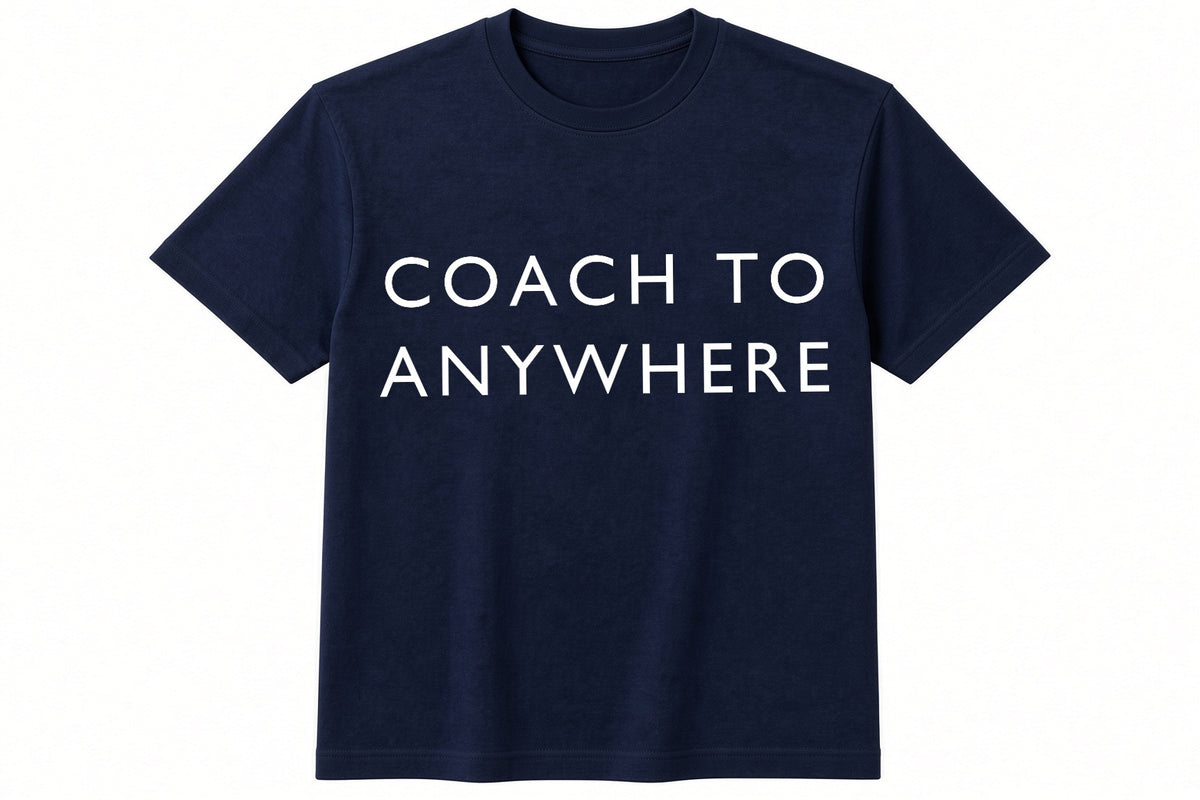 Coach To Anywhere funny football design on navy t-shirt