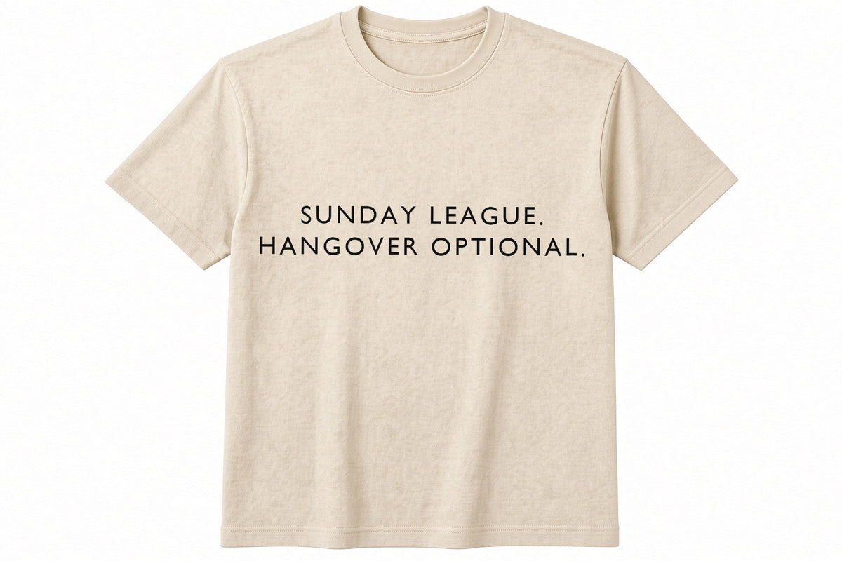 Sunday League. Hangover Optional. funny football design on natural t-shirt