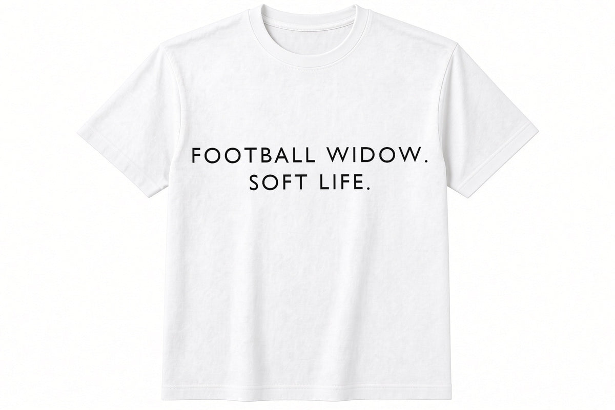 Football Widow. Soft Life. funny football design on white t-shirt flat