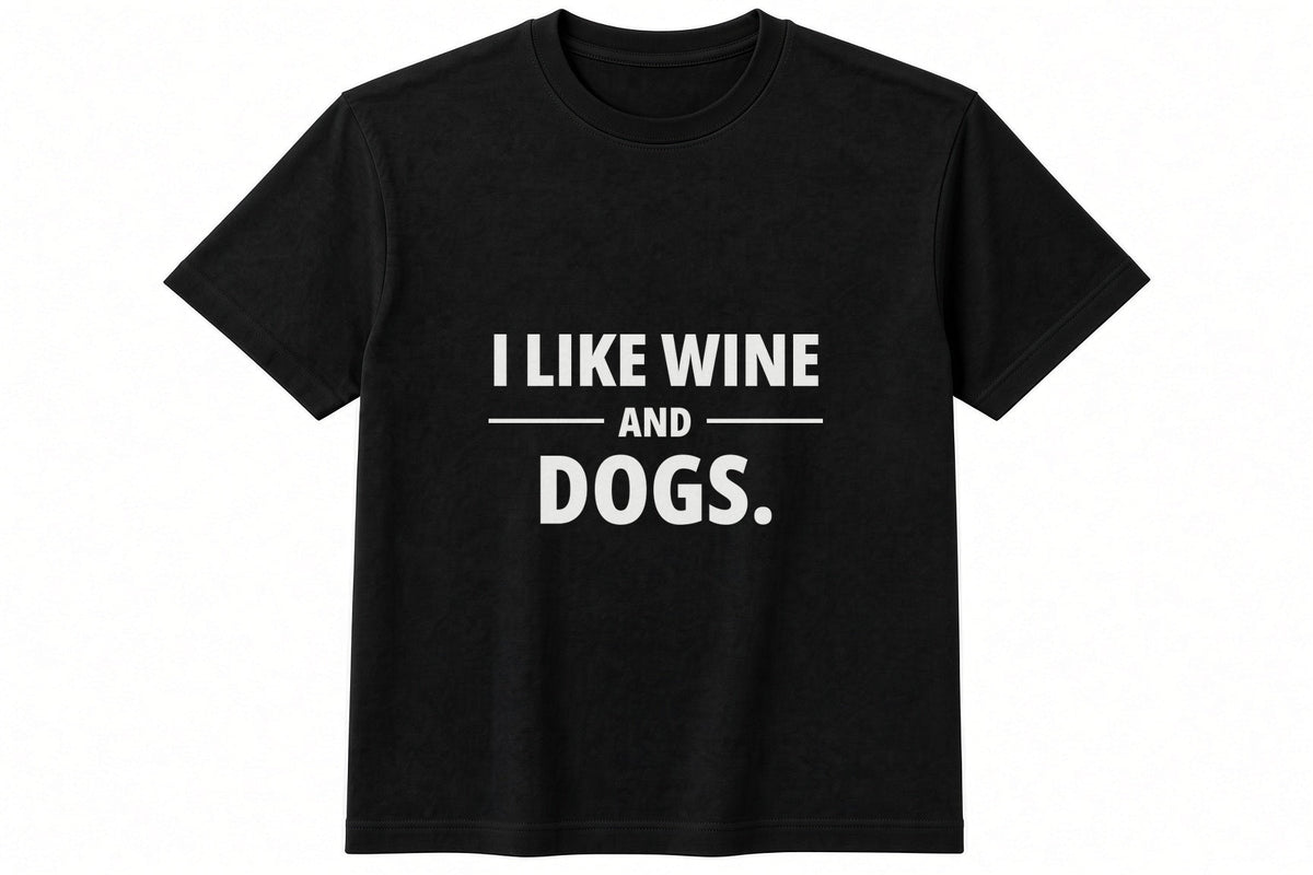 I Like Wine And Dogs T-Shirt in Black