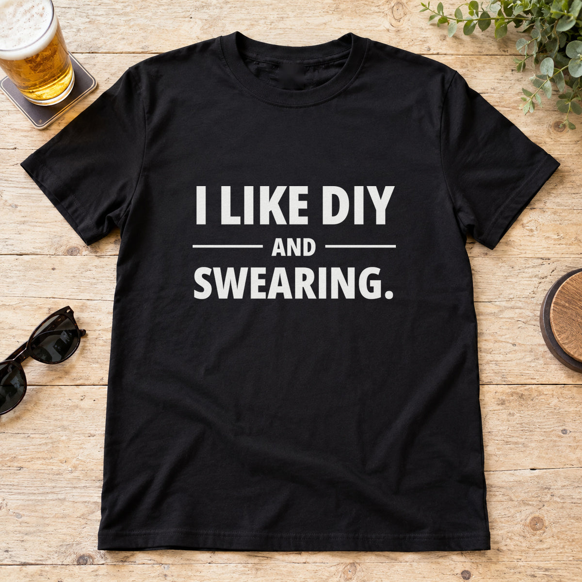 I Like DIY And Swearing T-Shirt in Black, flat lay