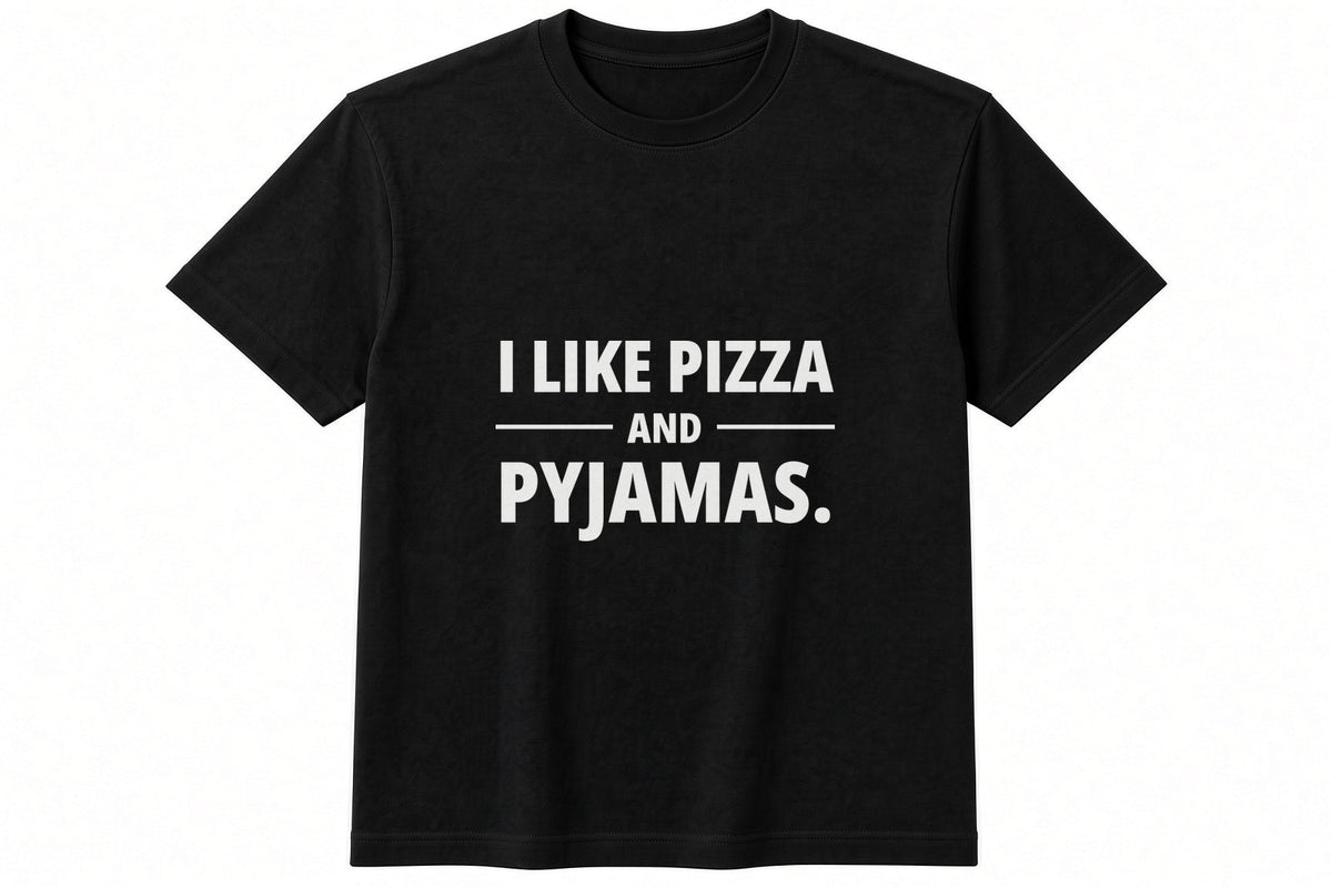I Like Pizza And Pyjamas T-Shirt in Black