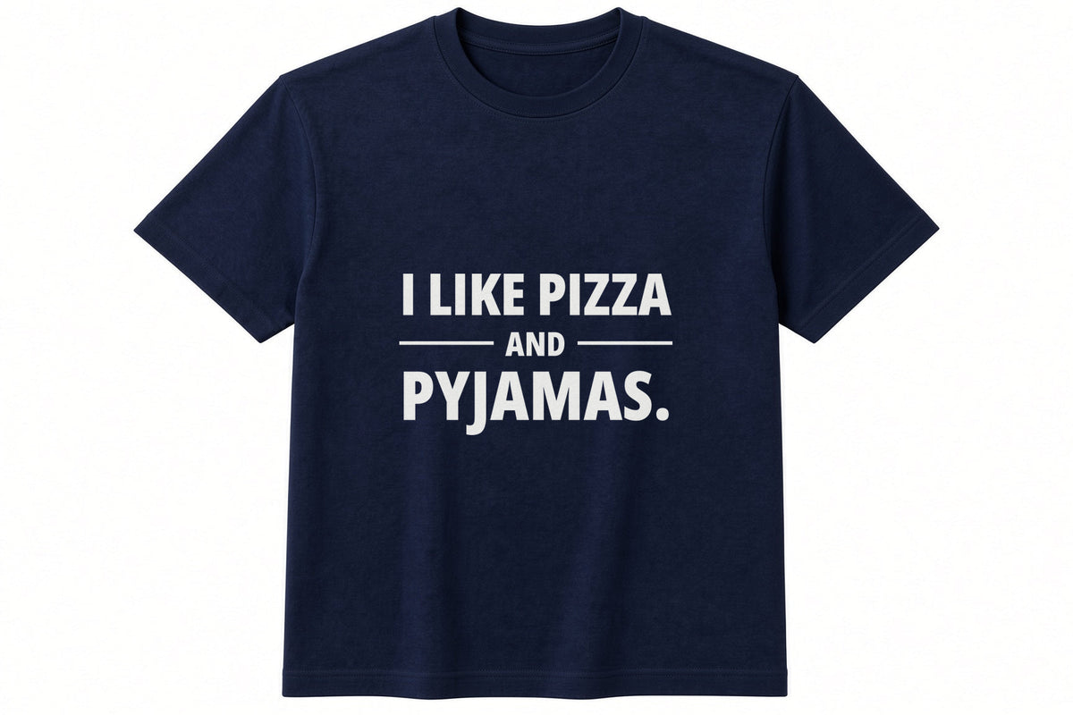 I Like Pizza And Pyjamas T-Shirt in Navy