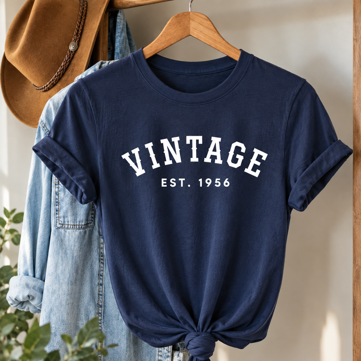 Navy Vintage EST. 1956 birthday T-shirt